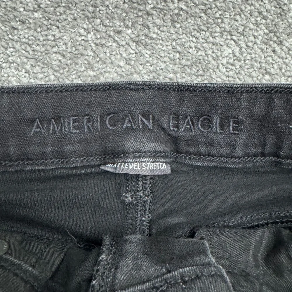 American Eagle Festival Flare Next Level Stretch Denim Jeans Women 2 Short Black